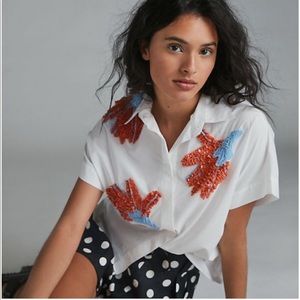 New Anthropologie Dhruv Kapoor Kavitha Beaded Buttondown Small B-1152